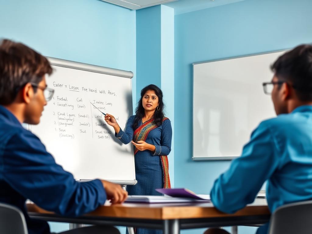 Teacher explaining a lesson in a smart classroom
